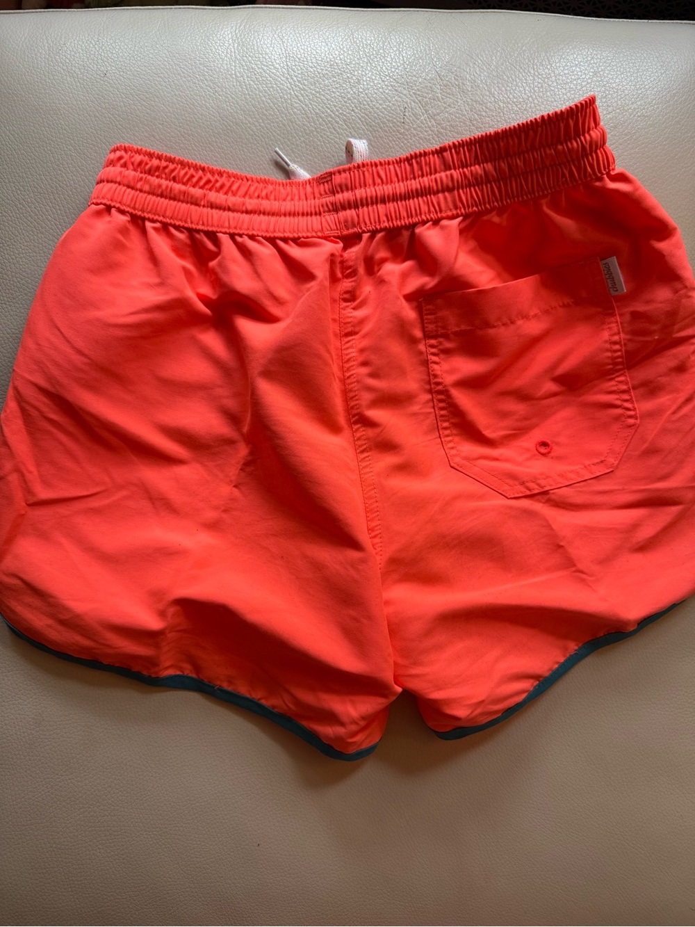 chubbies Neon Coral Swim Trunks with Teal Trim - Picture 2 of 4